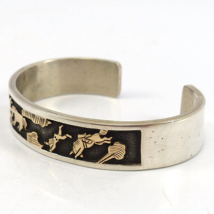 Gold on Silver Storyteller Cuff by Hubert Yowytewa - Garland's