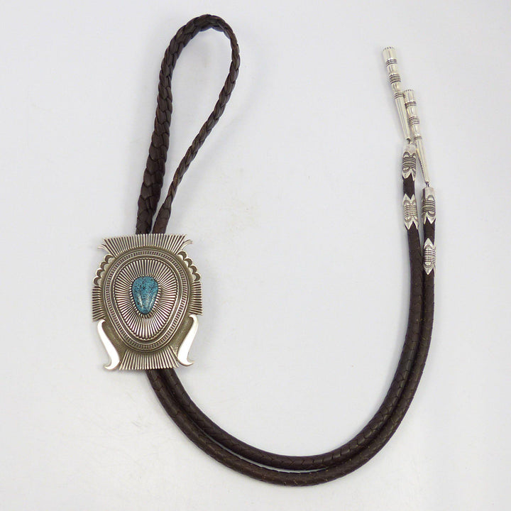 Kingman Turquoise Bola Tie by Ron Bedonie - Garland's