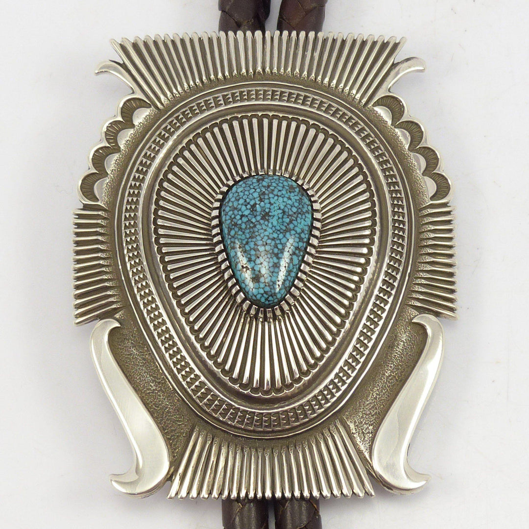 Kingman Turquoise Bola Tie by Ron Bedonie - Garland's