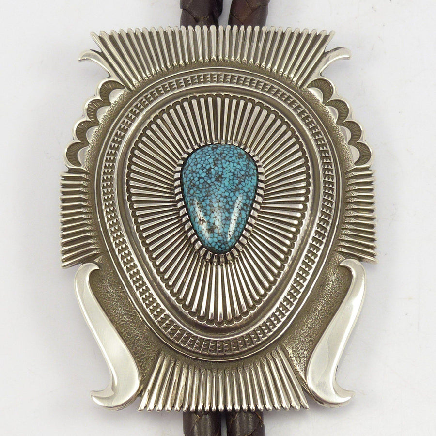 Kingman Turquoise Bola Tie by Ron Bedonie - Garland's