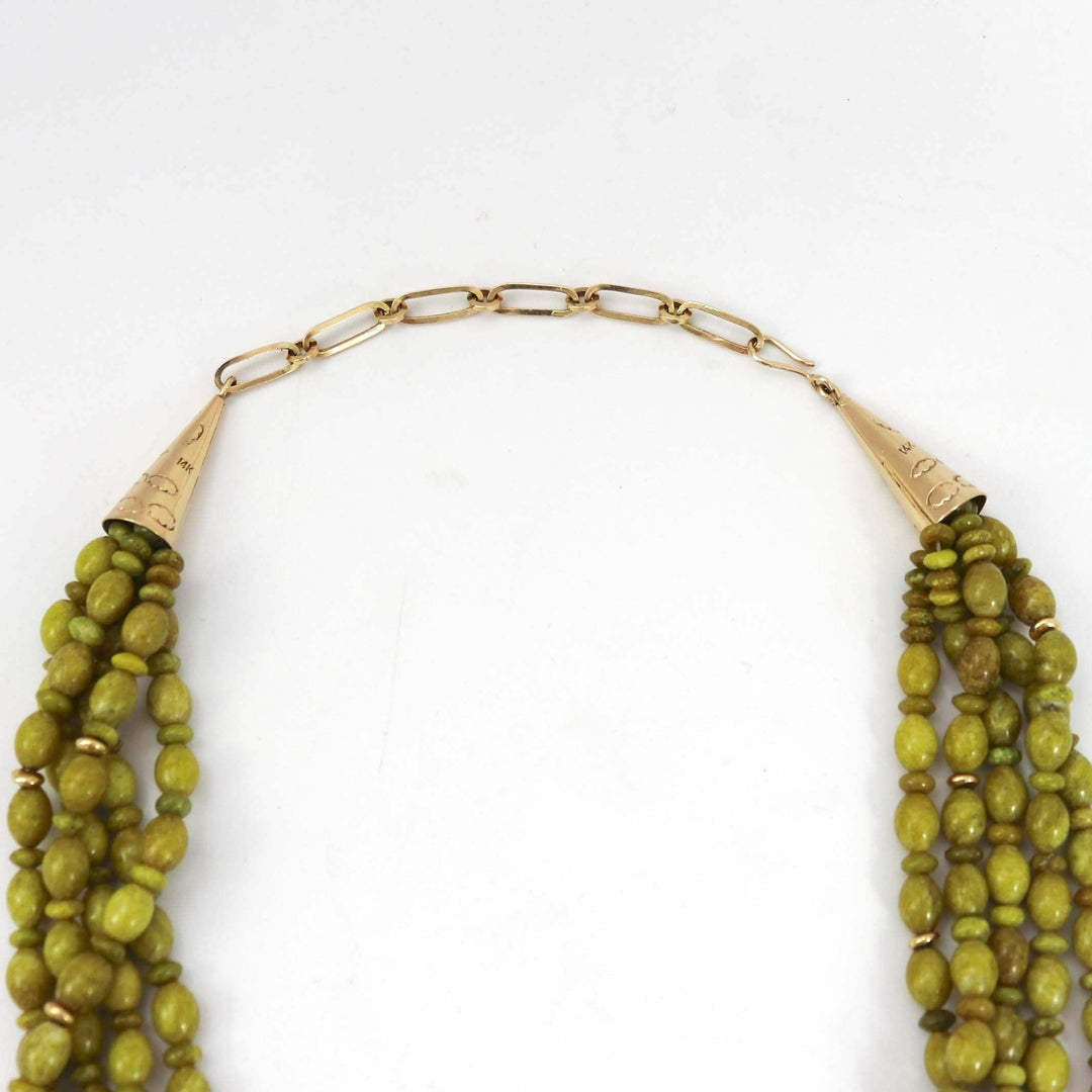 Serpentine and Gold Necklace by Joe and Terry Reano - Garland's