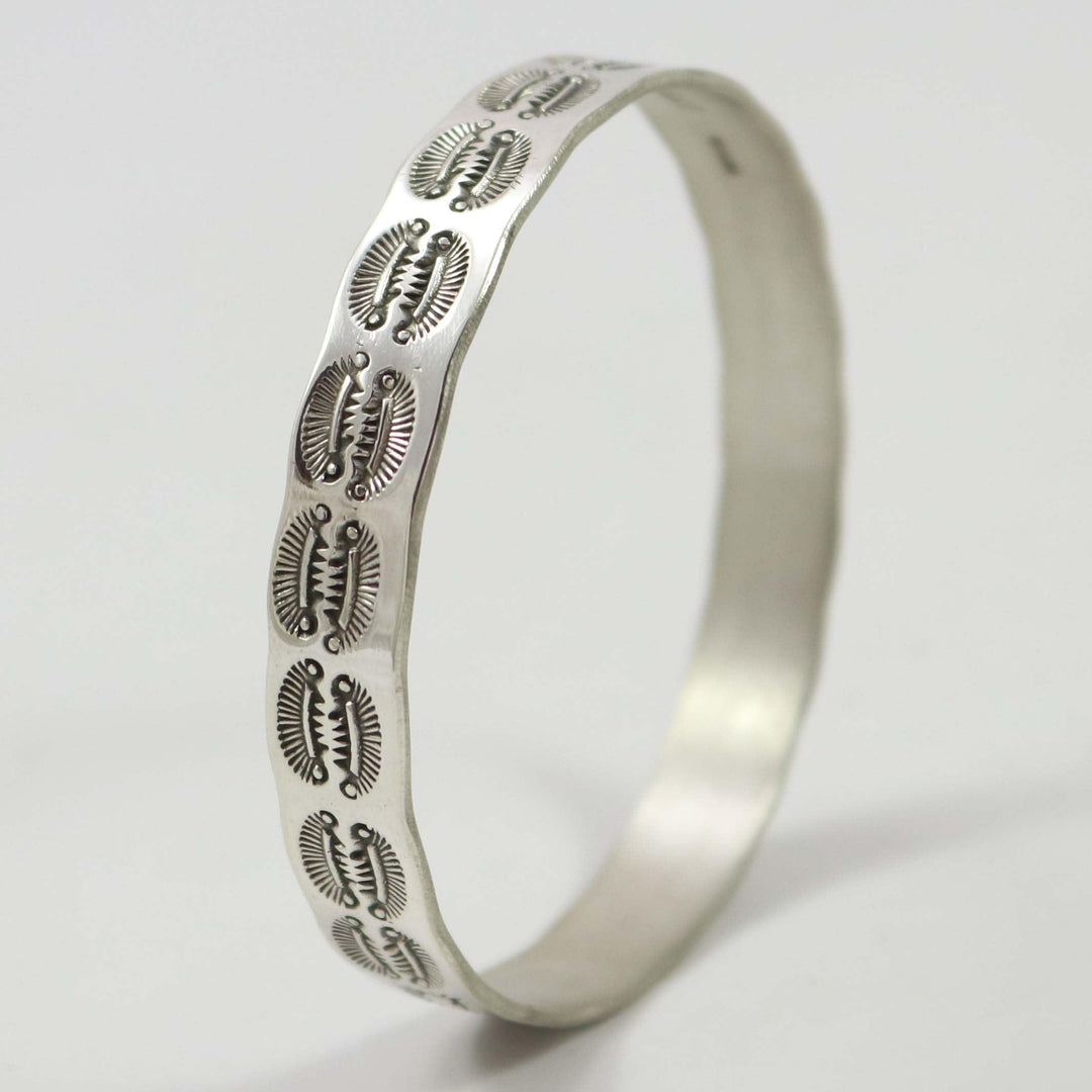 Stamped Silver Bangle by Roland Begay - Garland's
