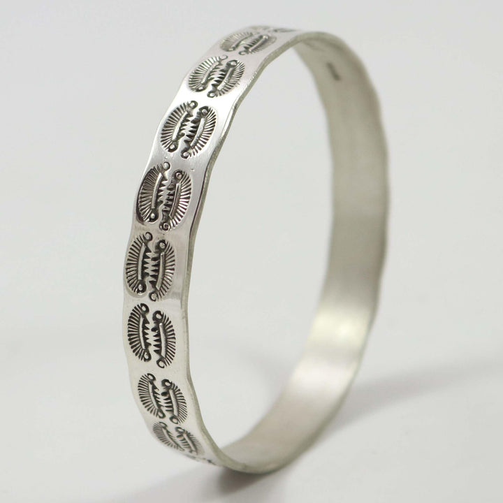 Stamped Silver Bangle by Roland Begay - Garland's