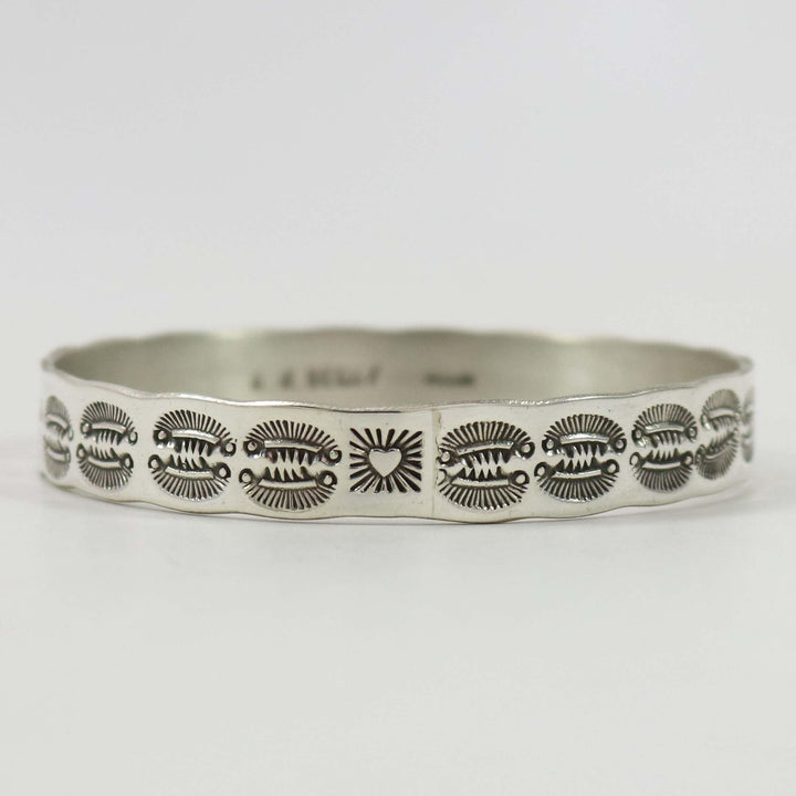 Stamped Silver Bangle by Roland Begay - Garland's