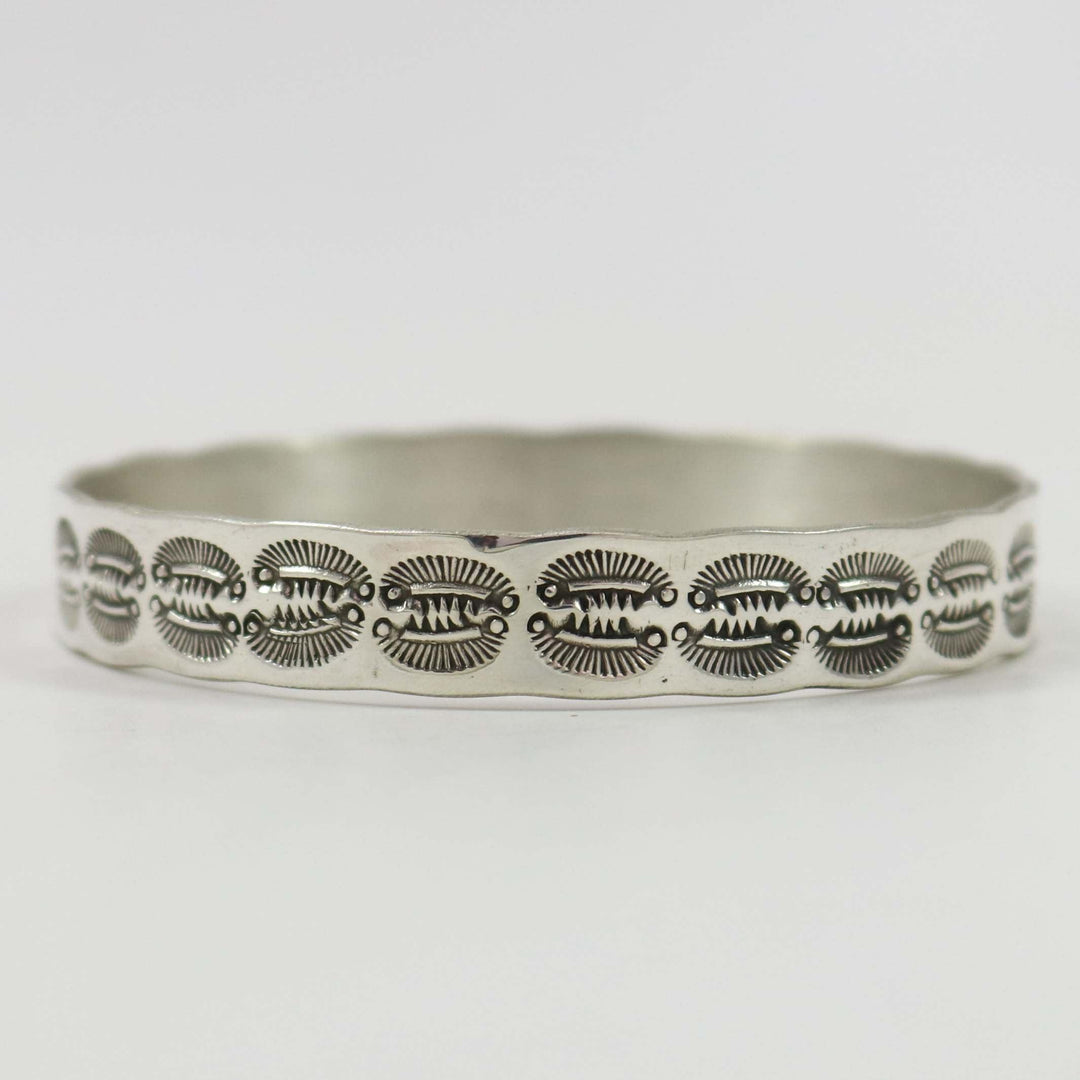 Stamped Silver Bangle by Roland Begay - Garland's