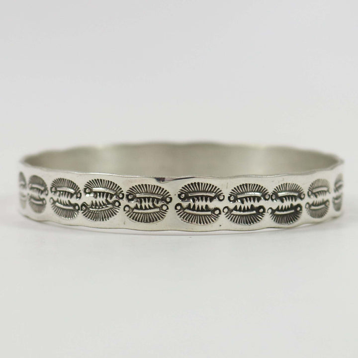 Stamped Silver Bangle by Roland Begay - Garland's