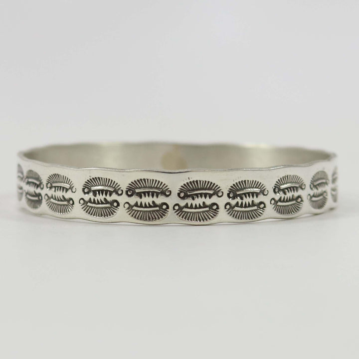 Stamped Silver Bangle by Roland Begay - Garland's