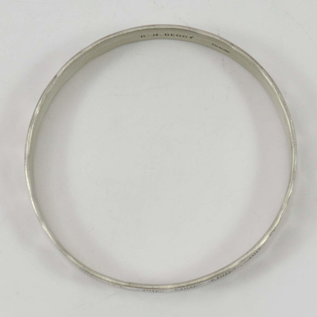 Stamped Silver Bangle by Roland Begay - Garland's