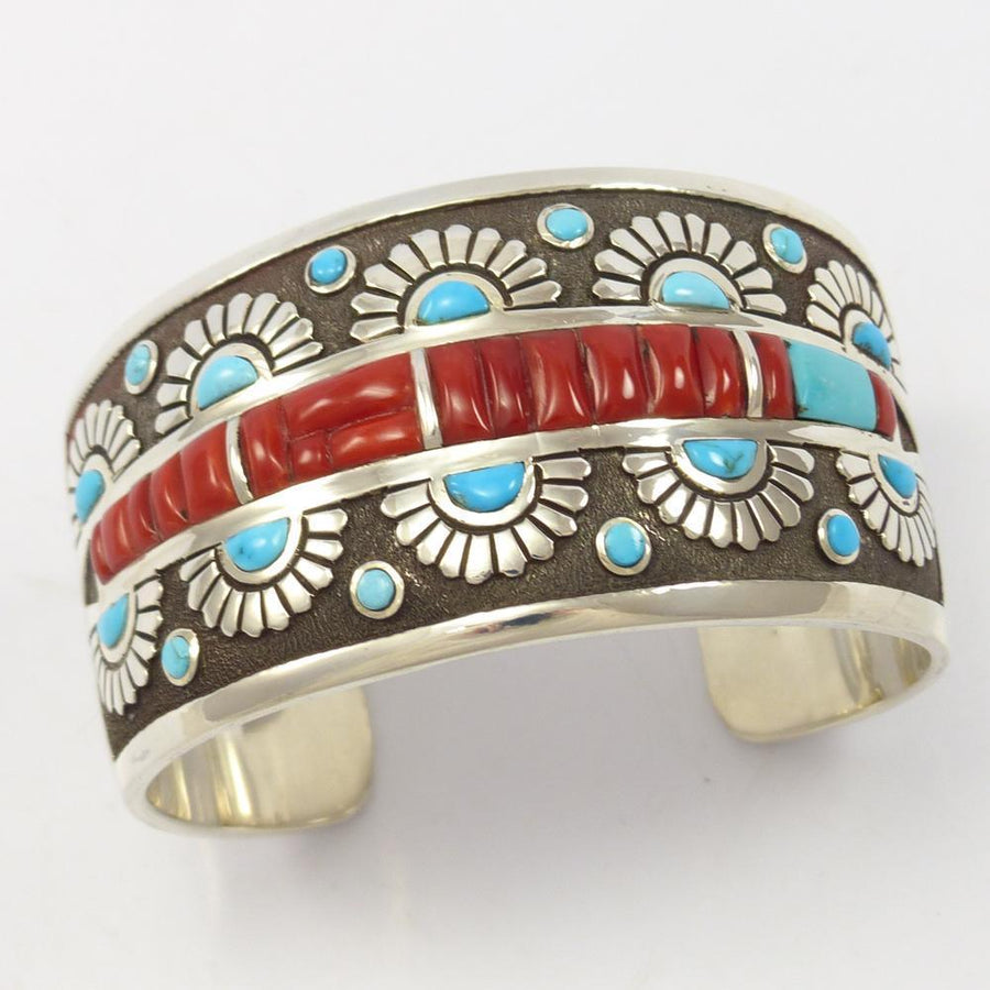 Turquoise and Coral Cuff by Michael Perry - Garland's