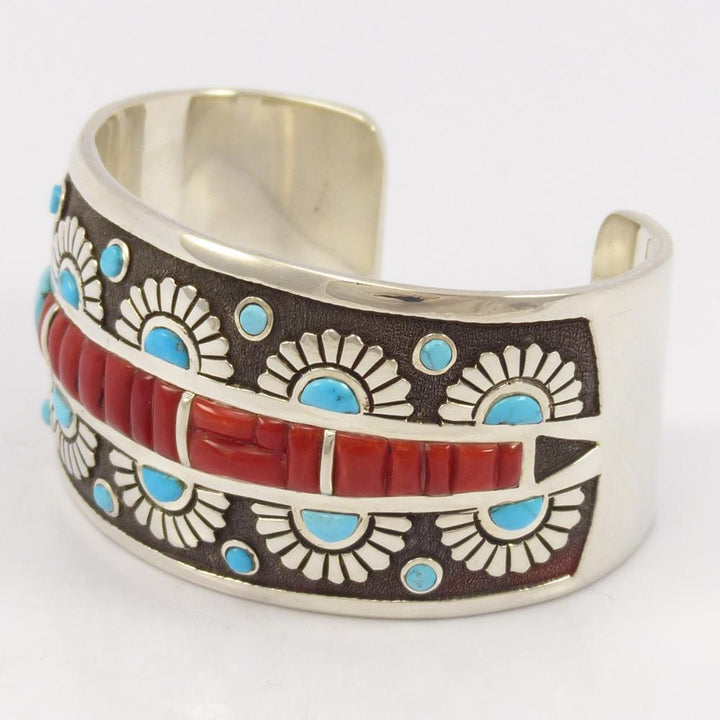 Turquoise and Coral Cuff by Michael Perry - Garland's